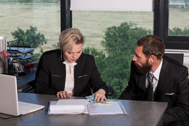 A professional setting in Australia with a financial advisor consulting a couple with paperwork spread out on a desk, emphasizing trust and financial planning.
