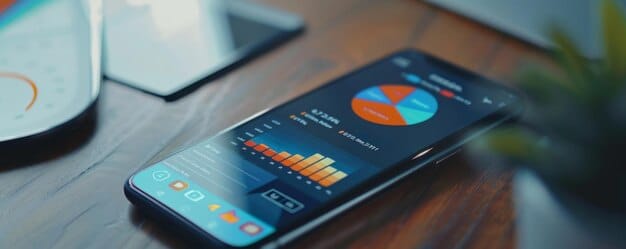 A screenshot of the Mint budgeting app interface, showing a dashboard with colourful spending charts and graphs. Key sections like 