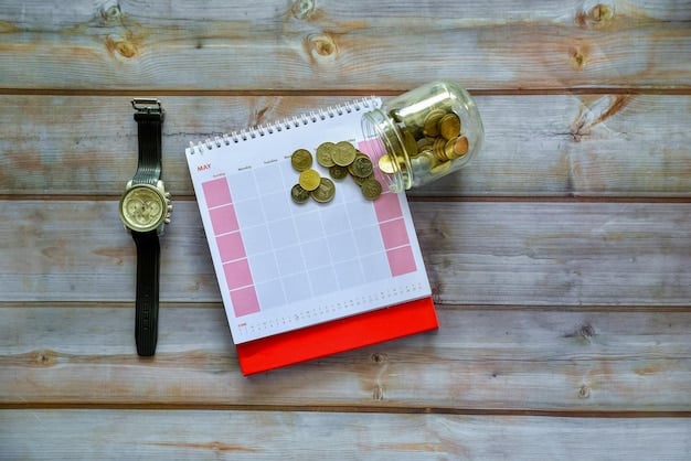 A calendar with financial goals and reminders marked on specific dates, such as 